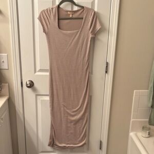 Justify Taupe Striped Midi Dress